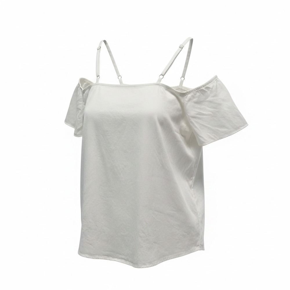 Antonio Melani Top Women M White Excellent Cold Shoulder Flutter Sleeve Cotton